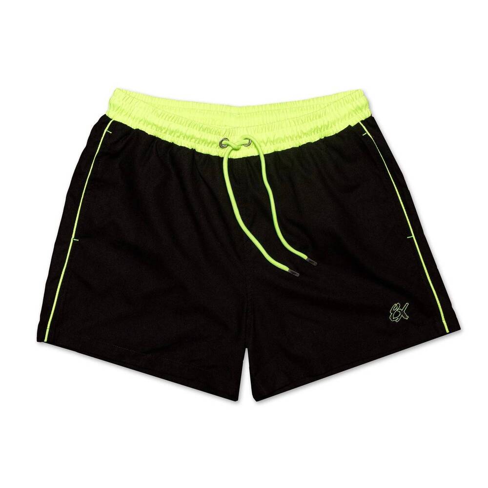 NEW EIGHT X men's swim trunks with trim in black/ neon